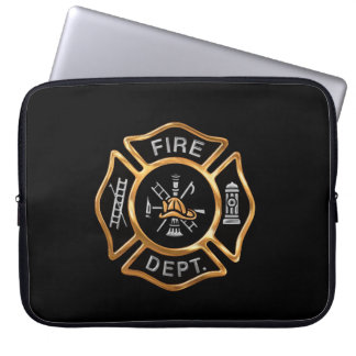 Funda Para Portátil Oro de la insignia del bombero