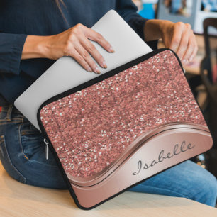 Funda Para Portátil Oro Rosa Brillante Glam Bling Metal Personalizado