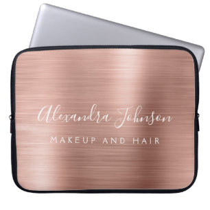 Funda Para Portátil Oro Rosa - Rubor Pink Metallic Monogram Business