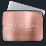 Funda Para Portátil Oro Rosa - Rubor Pink Metallic Monogram Business<br><div class="desc">Oro Rosa moderno - Rubor Pink Girly Make Up y Salón de Belleza Cabello Faux Metallic Stainless Elegant Monograma Promocional Bolsa de Portátiles o Funda de publicidad Promocional (Promo). Este elegante funda profesional de informática empresarial se puede personalizar para incluir su nombre de firma de escritura monogramada y su profesión...</div>