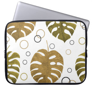 Funda Para Portátil Oro tropical: acuarela de hoja de monstera
