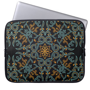 Funda Para Portátil Oro y patrón azul inmaculados con arte o