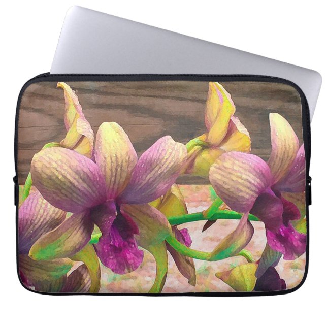 Funda Para Portátil Orquídeas floreciendo (Frente)