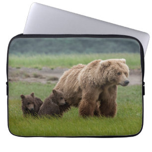 Funda Para Portátil Osa Grizzly con crías gemelas