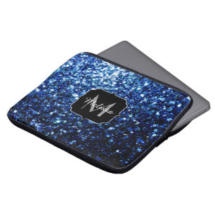 Funda Para Portátil Oscuro Azul profundo brillante purpurina chisme Mo