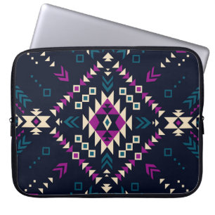 Funda Para Portátil Oscuro Navajo, geométrico vintage.