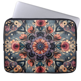 Funda Para Portátil Oscuro Romance Borgoña Art Deco Verano Floral