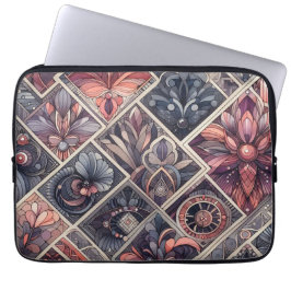 Funda Para Portátil Oscuro Romance Borgoña Art Deco Verano Floral