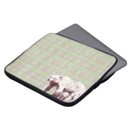 Funda Para Portátil Oso de Cuadros Verde Sabio Neutral
