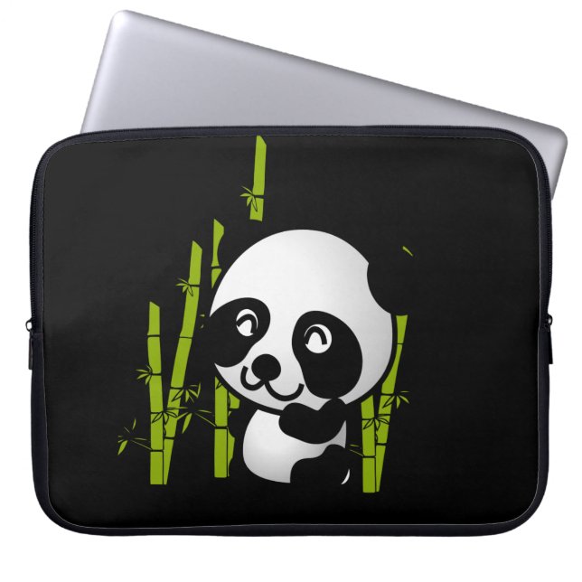 Funda Para Portátil Oso de panda alegre blanco y negro (Frente)