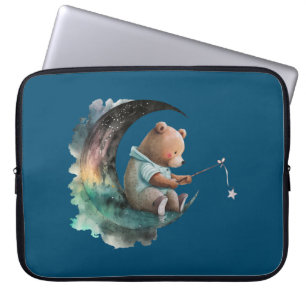 Funda Para Portátil Oso de peluche en la luna, osito Personalizado luj