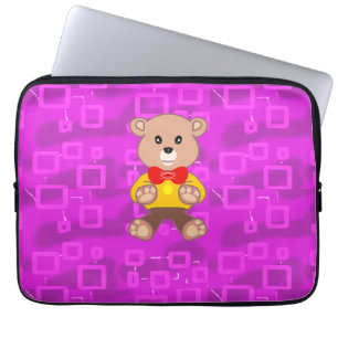 Funda Para Portátil Oso de peluche lindo en geométrico rosa