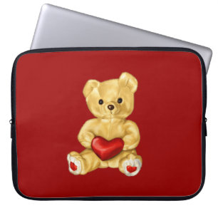Funda Para Portátil Oso de Teddy Cute Hipnotizador del Corazón Rojo