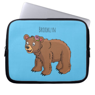 Funda Para Portátil Oso dulce con ilustracion personalizado de flores
