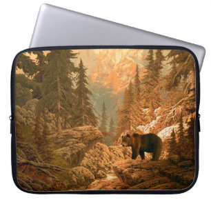 Funda Para Portátil Oso en el oso de las montañas rocosas, marrón, ani