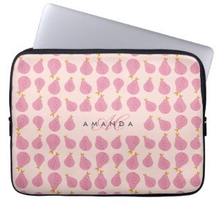 Funda Para Portátil Oso femenino dulce monogramado de regalo inicial
