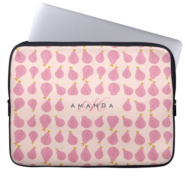Funda Para Portátil Oso femenino dulce monogramado de regalo inicial (Frente)