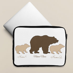Funda Para Portátil Oso Mamá Personalizado Con 2 Nombres De Hijos Rega