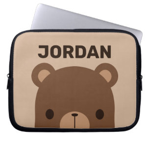 Funda Para Portátil Oso marrón lindo con nombre personalizado