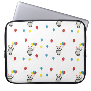 Funda Para Portátil Oso panda con globos blanco