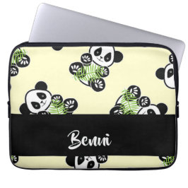 Funda Para Portátil Oso panda con hojas verdes de bambú