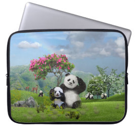 Funda Para Portátil Oso Panda en el paraíso