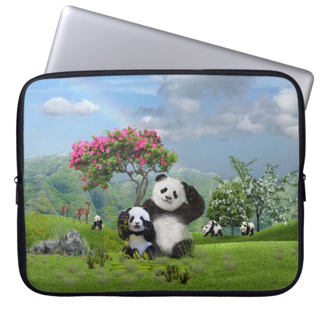 Funda Para Portátil Oso Panda en el paraíso (Frente)
