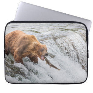 Funda Para Portátil Oso pardo atrapa salmón rojo