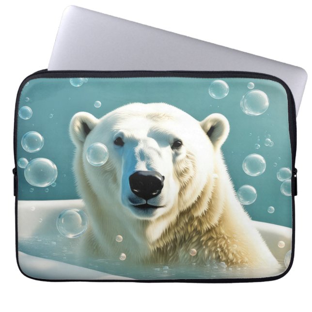 Funda Para Portátil Oso Polar En Baño De Burbujas (Frente)
