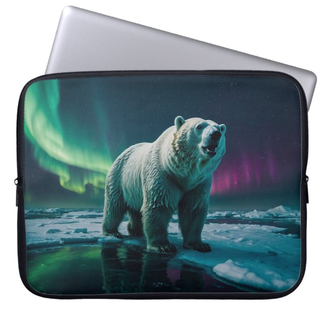 Funda Para Portátil Oso Polar y Arte Aurora (Frente)