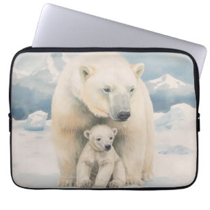 Funda Para Portátil Oso Polar y Cachorro Elegancia Ártica