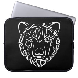 Funda Para Portátil Oso tribal blanco y negro
