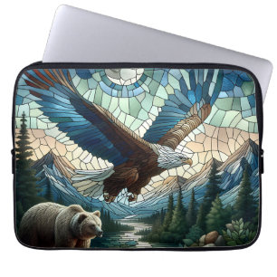 Funda Para Portátil Oso y águila mosaicos en el arte Ai de las montaña