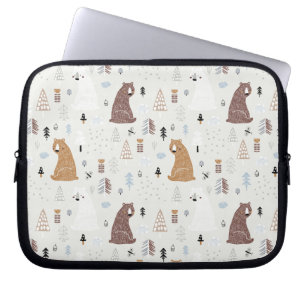Funda Para Portátil Osos recortados en el modelo de bosques