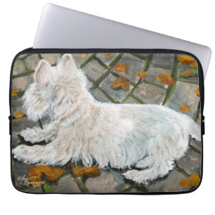 Funda Para Portátil Otoño deja a Westie en patio