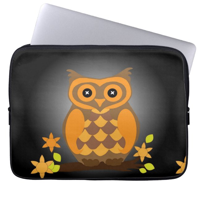 Funda Para Portátil Otoño Naranja Owl (Frente)