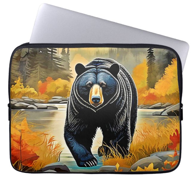 Funda Para Portátil Otoño negro de bosque (Frente)