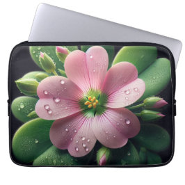 Funda Para Portátil Oxalis verde y rosa floral