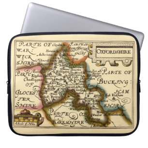 Funda Para Portátil Oxfordshire County England Mapa anticuario antiguo