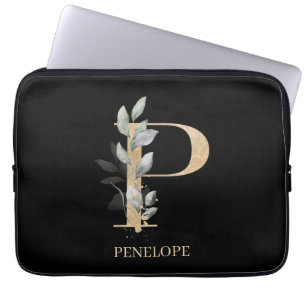 Funda Para Portátil P Monograma Floral Personalizado