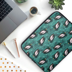 Funda Para Portátil Padres nadando en el patrón del agua
