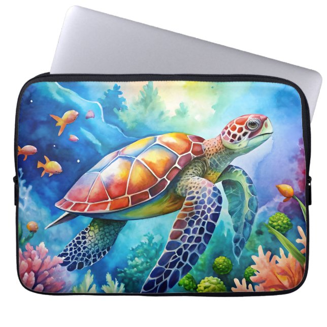 Funda Para Portátil Painted Sea Turtle  (Frente)