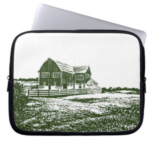 Funda Para Portátil Paisaje campestre estilo madera casa de campo