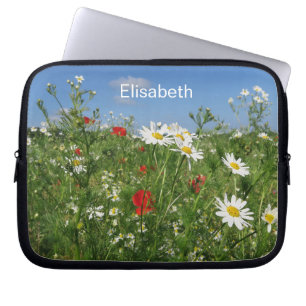 Funda Para Portátil Paisaje, cielo, flores, verano, prado, campo,