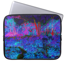 Funda Para Portátil Paisaje de jardín impresionista de azul oscuro y r