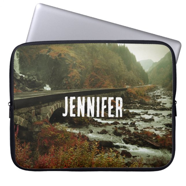 Funda Para Portátil Paisaje de los bosques y ríos otoñales (Frente)