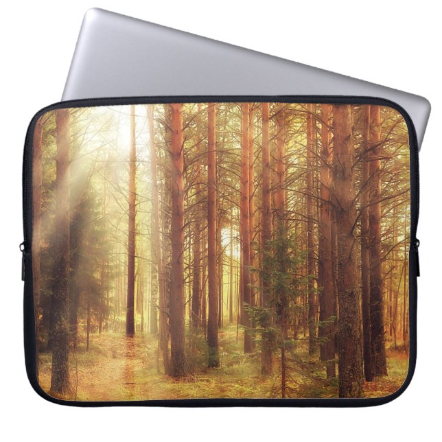 Funda Para Portátil paisaje de otoño, rayos solares en las fores (Frente)