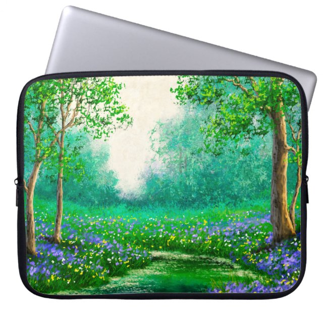 Funda Para Portátil Paisaje de pinturas petrolíferas, primavera, árbol (Frente)