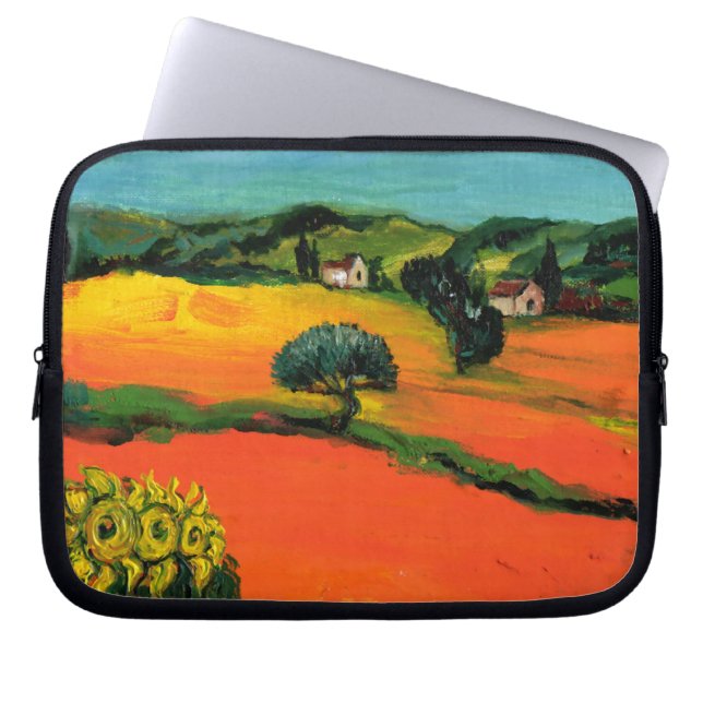 FUNDA PARA PORTÁTIL PAISAJE DE TOSCANA CON SIMPATIZANTES (Frente)