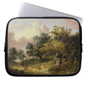 Funda Para Portátil Paisaje enselvado con la mujer y el niño que